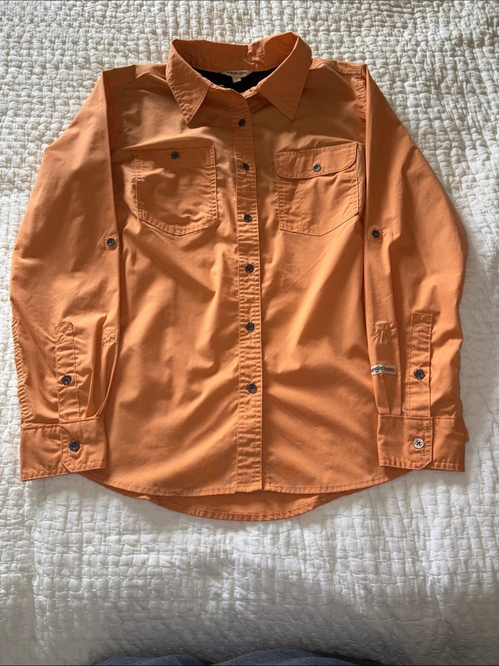 Wrangler Riggs Workwear Women’s Orange Button-Up Long Sleeve Shirt EUC M